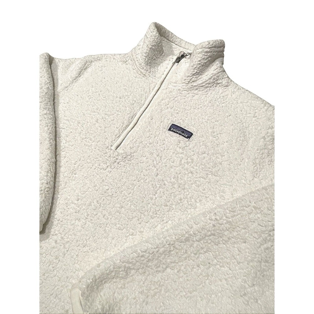 Patagonia Womens Cream High-Pile Fleece Full-Zip Jacket S 100% Recycled Polyeste